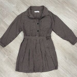 ZARA Girls Burgundy Houndstooth Dress- Size 8